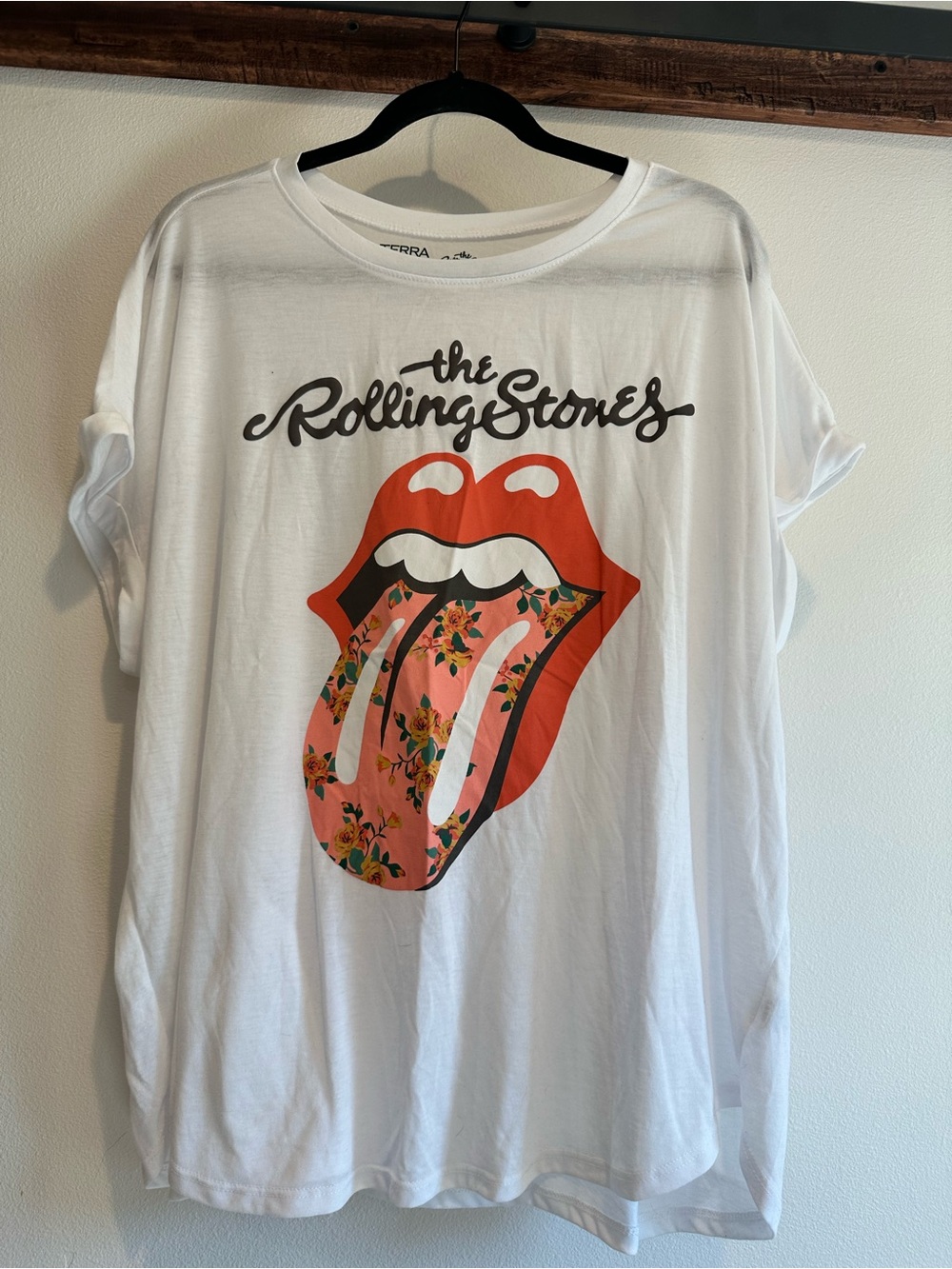 Terra & Sky White Graphic Tee with Red Floral Tongue